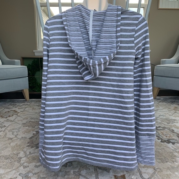 Cable and Gauge Striped Hooded Sweater Grey/White - Picture 7 of 7